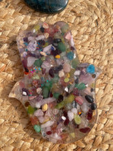 Load image into Gallery viewer, Mixed Crystal Chip Resin Hamsa Hand Incense Holder