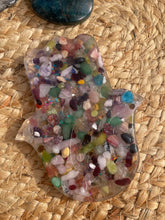 Load image into Gallery viewer, Mixed Crystal Chip Resin Hamsa Hand Incense Holder