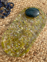 Load image into Gallery viewer, Serpentine Crystal Chip Resin Display Trinket Dish