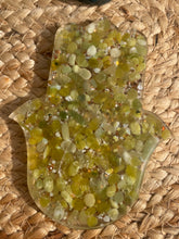 Load image into Gallery viewer, Serpentine Crystal Chip Resin Hamsa Hand Incense Holder