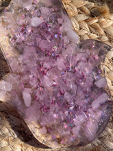 Load image into Gallery viewer, Rose Quartz Crystal Chip Resin Hamsa Hand Incense Holder