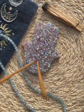 Load image into Gallery viewer, Kunzite Crystal Chip Resin Hamsa Hand Incense Holder
