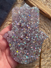 Load image into Gallery viewer, Kunzite Crystal Chip Resin Hamsa Hand Incense Holder