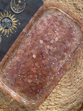 Load image into Gallery viewer, Peach Moonstone X Sunstone Crystal Chip Resin Display Trinket Dish