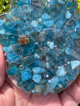 Load image into Gallery viewer, Apatite Crystal Chip Resin Hamsa Hand Incense Holder
