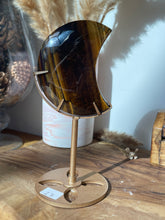 Load image into Gallery viewer, Tiger Eye Moon Carving on Stand
