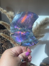 Load image into Gallery viewer, Labradorite Moon Carving on Stand
