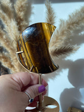 Load image into Gallery viewer, Tiger Eye Moon Carving on Stand

