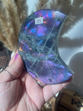 Load image into Gallery viewer, Labradorite Moon Carving on Stand
