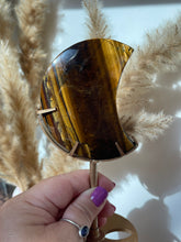 Load image into Gallery viewer, Tiger Eye Moon Carving on Stand
