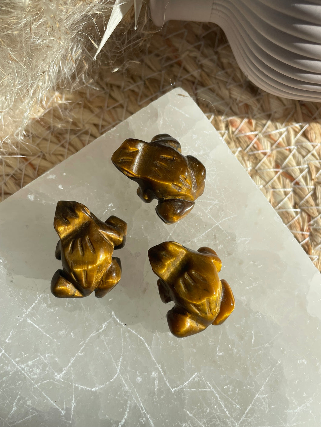 Tigers Eye Frog Carving