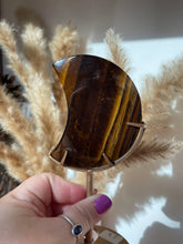 Load image into Gallery viewer, Tiger Eye Moon Carving on Stand
