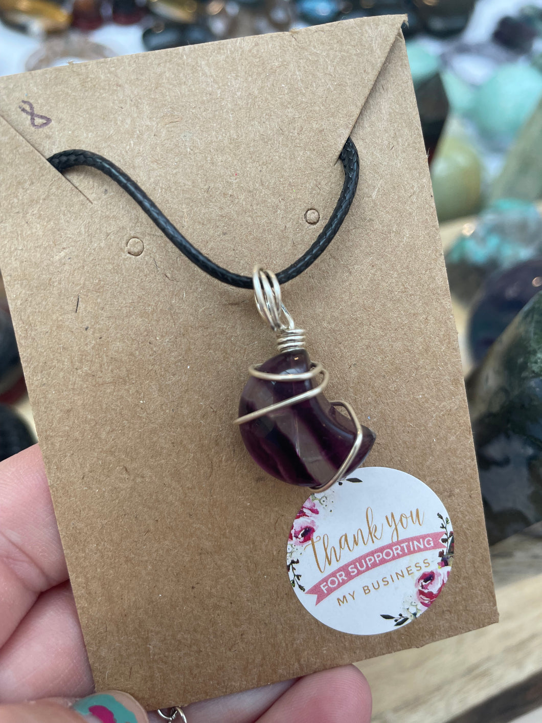 Fluorite Moon Wire Wrapped Necklace