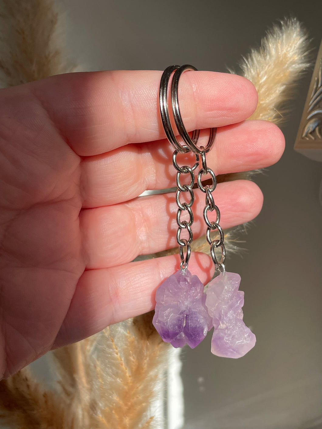 Raw Amethyst Key Ring