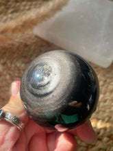 Load image into Gallery viewer, Silver Sheen Obsidian Sphere
