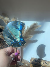 Load image into Gallery viewer, Labradorite Moon Carving on Stand

