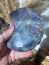 Load image into Gallery viewer, Labradorite Moon Carving on Stand
