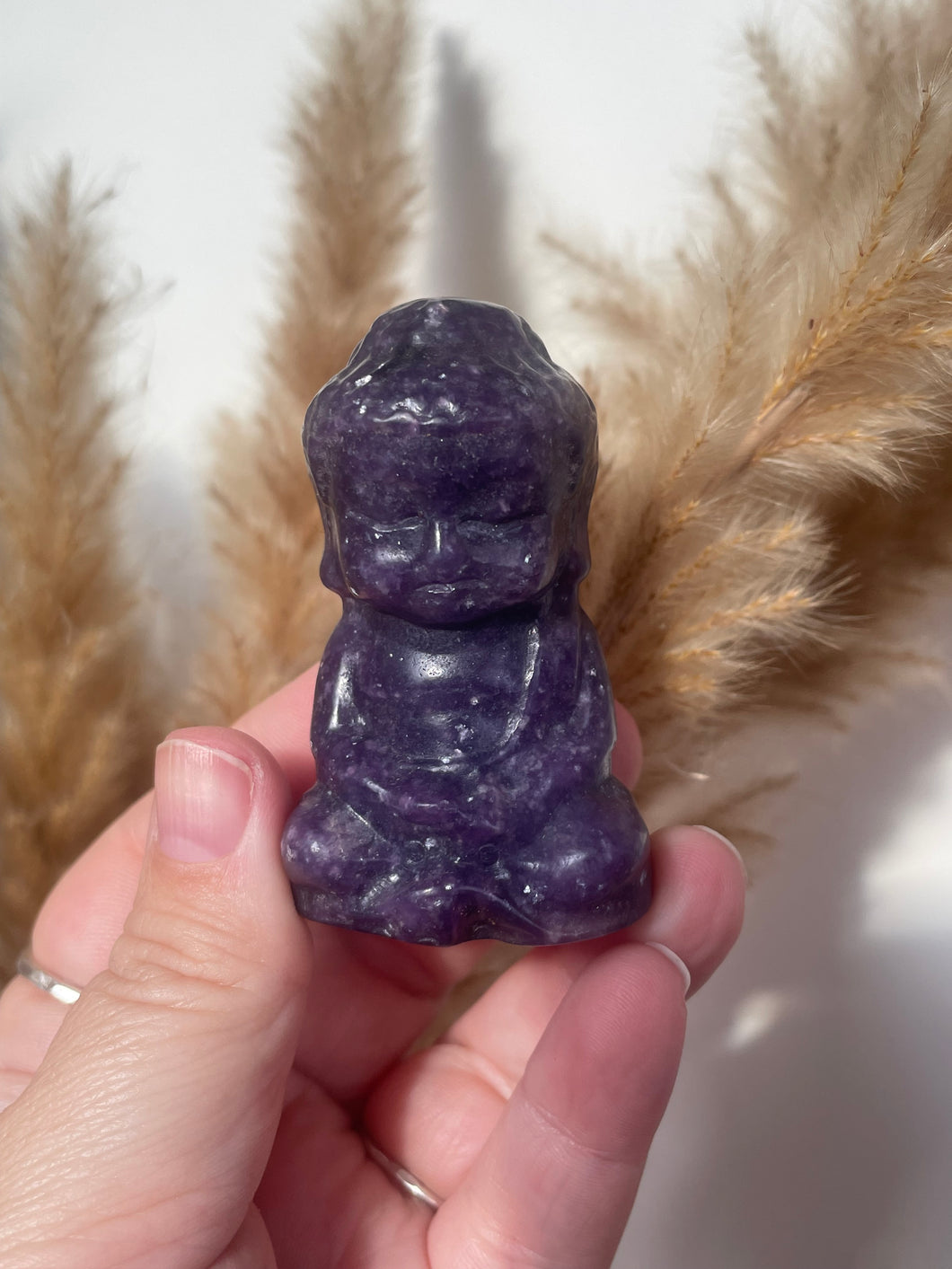 Lepidolite Buddha Carving