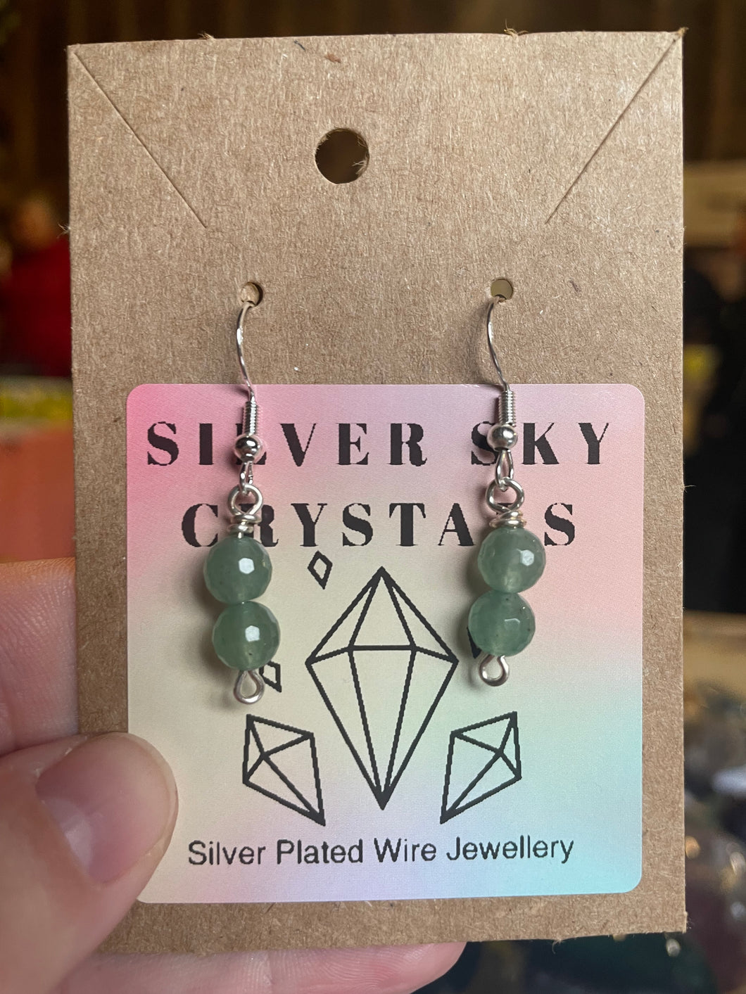 Green Aventurine Beaded Silver Earrings