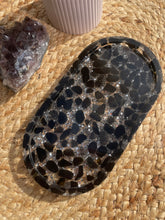 Load image into Gallery viewer, Obsidian Crystal Chip Resin Display Trinket Dish
