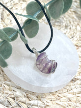 Load image into Gallery viewer, Fluorite Moon Wire Wrapped Necklace
