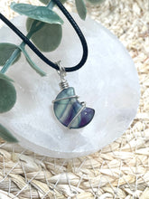 Load image into Gallery viewer, Fluorite Moon Wire Wrapped Necklace
