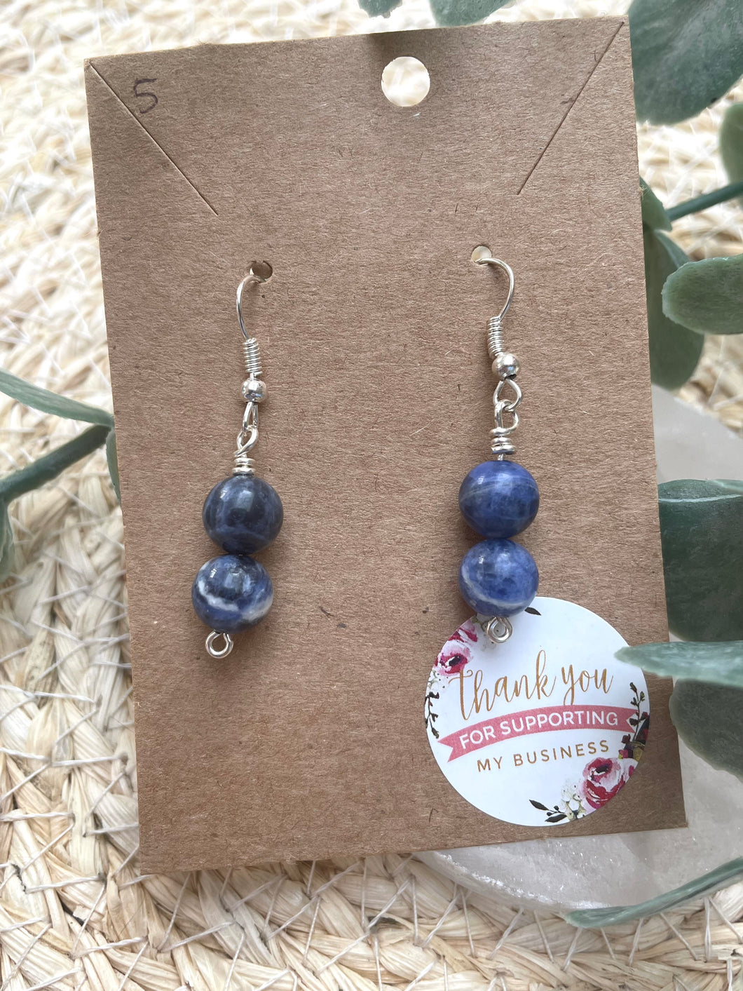 Sodalite Earrings Silver Plated