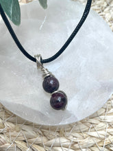 Load image into Gallery viewer, Garnet Beaded Twist Wire Wrapped Necklace
