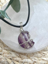 Load image into Gallery viewer, Fluorite Moon Wire Wrapped Necklace
