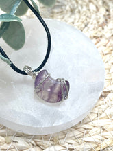 Load image into Gallery viewer, Fluorite Moon Wire Wrapped Necklace
