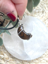 Load image into Gallery viewer, Tigers Eye Moon Silver Plated Necklace
