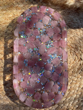 Load image into Gallery viewer, Lavender Rose Quartz Crystal Chip Resin Display Trinket Dish
