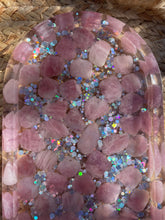 Load image into Gallery viewer, Lavender Rose Quartz Crystal Chip Resin Display Trinket Dish
