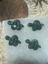 Load image into Gallery viewer, Moss Agate Mini Snake Carving
