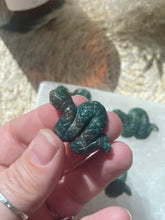 Load image into Gallery viewer, Moss Agate Mini Snake Carving
