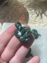Load image into Gallery viewer, Moss Agate Mini Snake Carving
