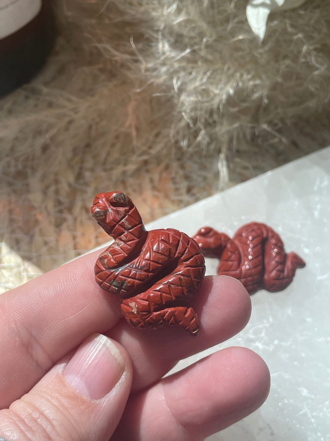 Red Jasper Mini Snake Carving