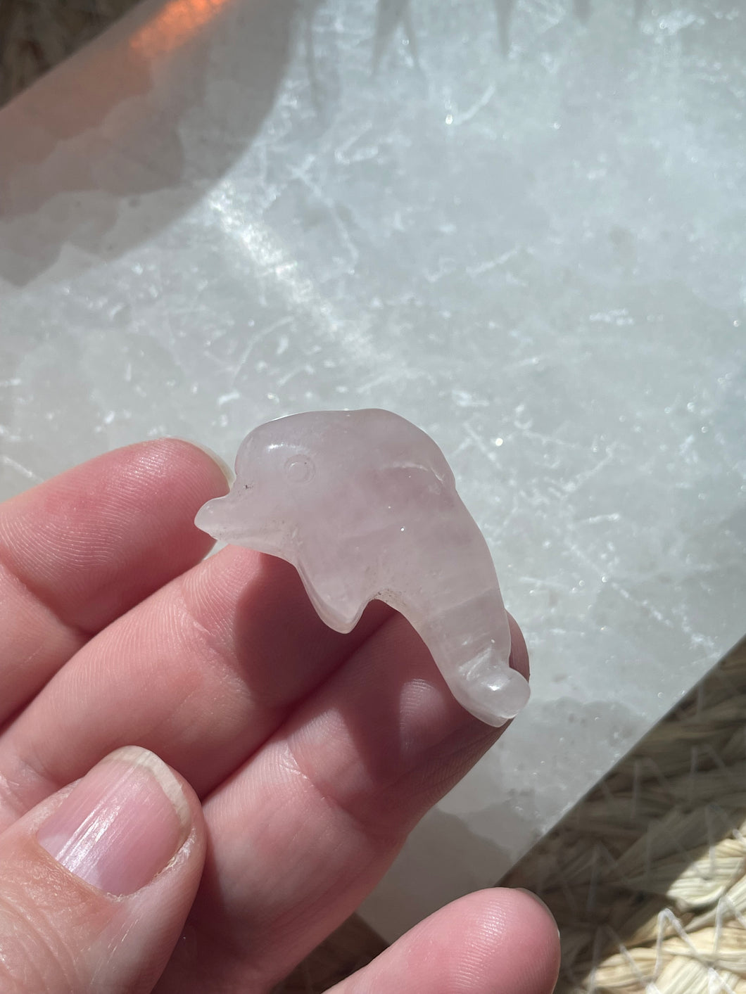 Rose Quartz Dolphin Mini Carving