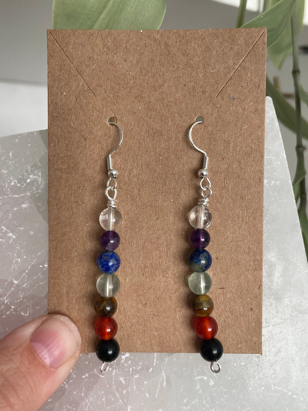 Seven Chakras Wire Wrapped Earrings