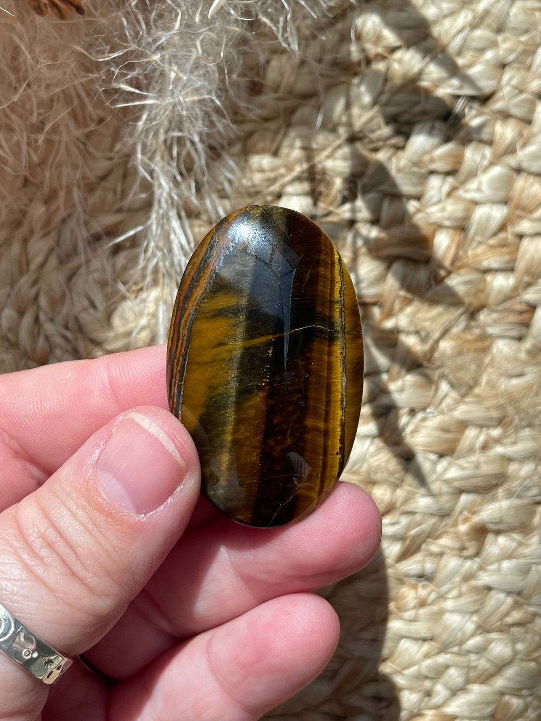 Mini Tiger Eye Palm Stone
