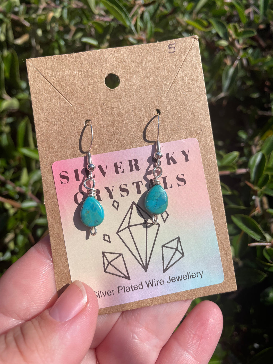 Turquoise Silver Wire Earrings