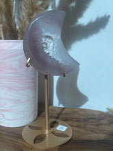 Load image into Gallery viewer, Druzy Agate Moon Carving With Stand
