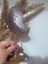 Load image into Gallery viewer, Druzy Agate Moon Carving With Stand
