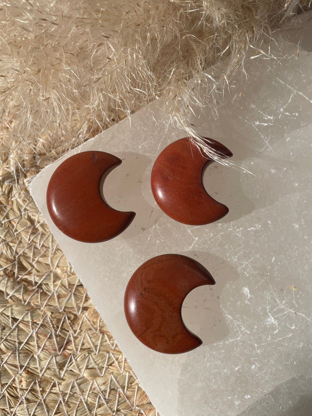 Red Jasper Moon Carving