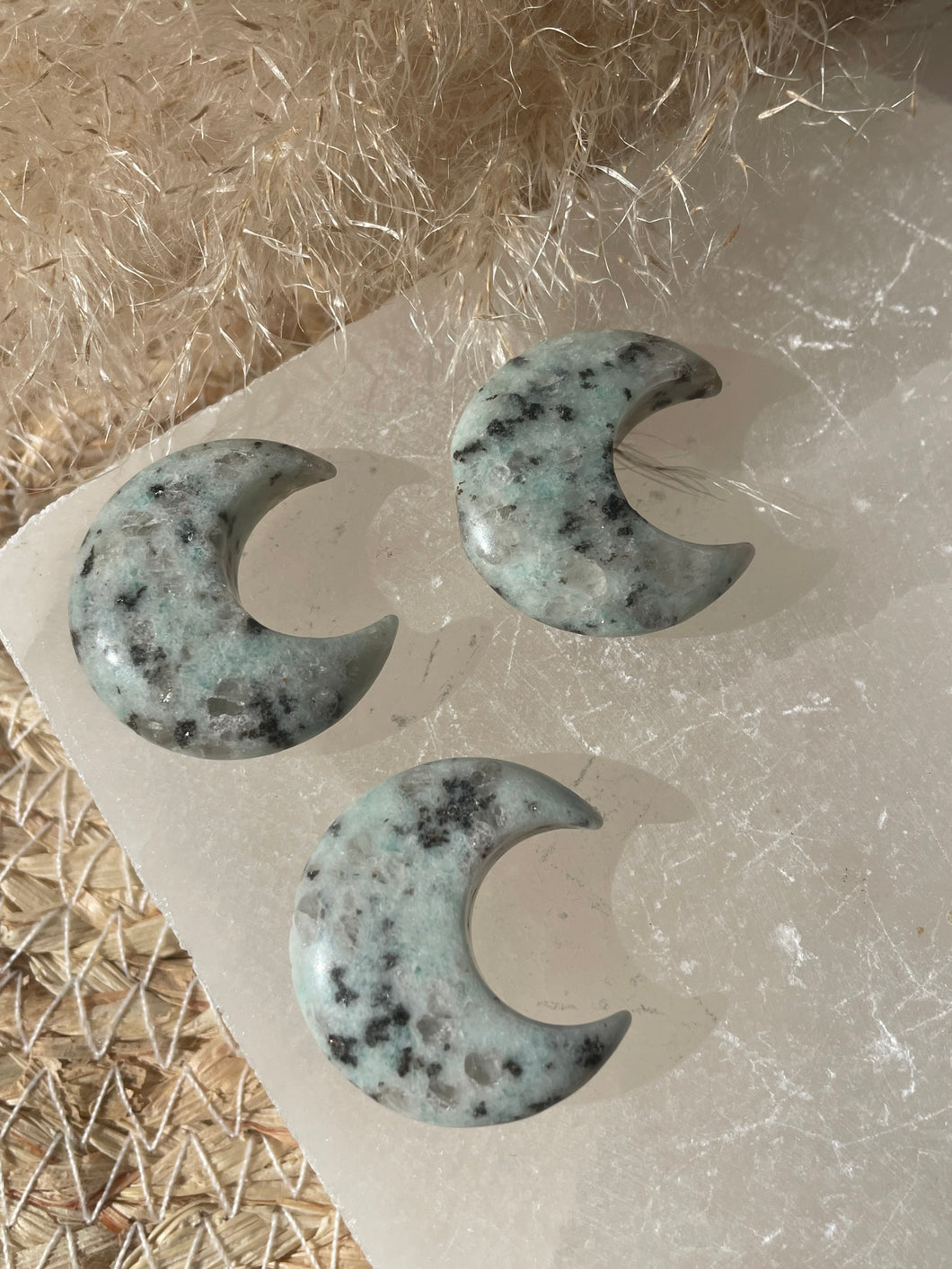 Kiwi Jasper Moon Carving