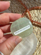Load image into Gallery viewer, Pistachio Calcite Smoothie Palm Stone
