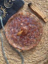 Load image into Gallery viewer, Peach Moonstone X Sunstone Crystal Chip Resin Incense Holder
