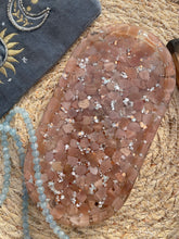 Load image into Gallery viewer, Peach Moonstone X Sunstone Crystal Chip Resin Display Trinket Dish
