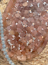 Load image into Gallery viewer, Peach Moonstone X Sunstone Crystal Chip Resin Display Trinket Dish
