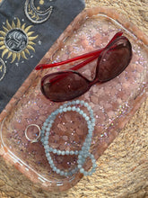 Load image into Gallery viewer, Peach Moonstone X Sunstone Crystal Chip Resin Display Trinket Dish
